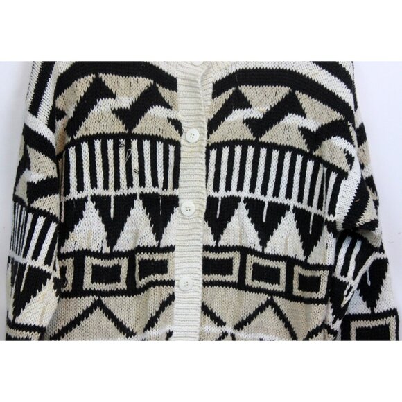 VG 90s D.D. Sloane Sweater Cardigan sz S Black White Fashion Warm Hand Knit - Picture 3 of 10